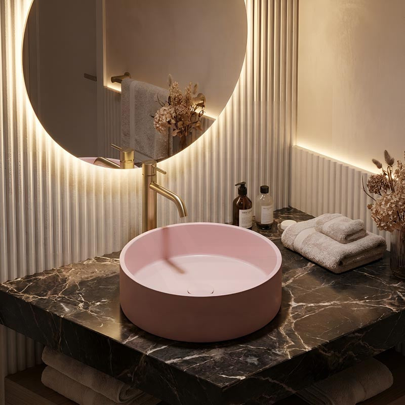 Round Above Counter Concrete Basin Pop Up Waste Included 390x390x120mm - Various Colour