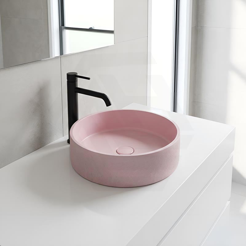 Round Above Counter Concrete Basin Pop Up Waste Included 390x390x120mm - Various Colour