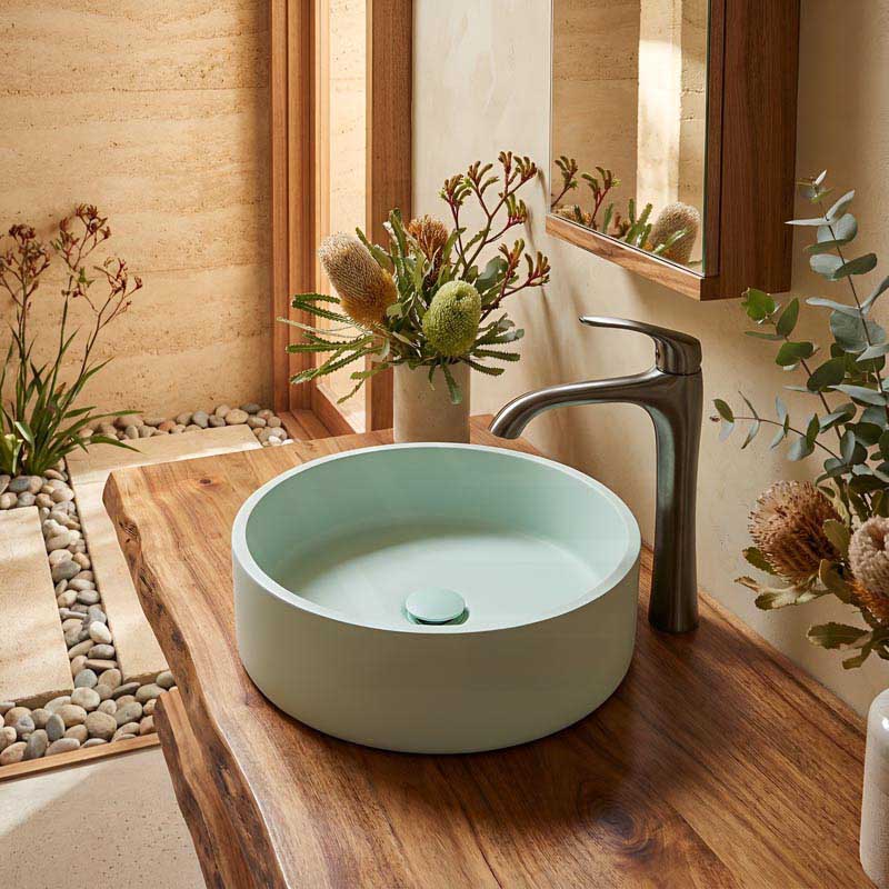Round Above Counter Concrete Basin Pop Up Waste Included 390x390x120mm - Various Colour