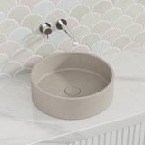 390X390X120Mm Round Above Counter Concrete Basin White Sandstone Pop Up Waste Included Basins