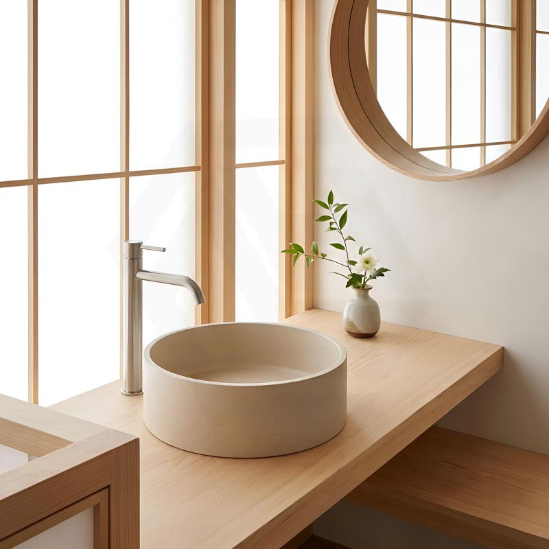 Round Above Counter Concrete Basin Pop Up Waste Included 390x390x120mm - Various Colour