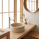 Round Above Counter Concrete Basin Pop Up Waste Included 390x390x120mm - Various Colour