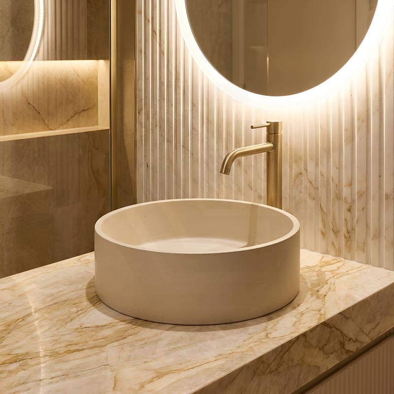 Round Above Counter Concrete Basin Pop Up Waste Included 390x390x120mm - Various Colour