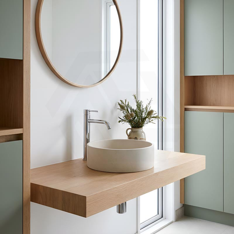 Round Above Counter Concrete Basin Pop Up Waste Included 390x390x120mm - Various Colour