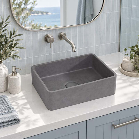BNK Rectangle Concrete Above Counter Basin NO Overflow Pop Up Waste Included 400x280x120mm - Variant Colour