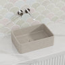 400X280X120Mm Rectangle Above Counter Concrete Basin White Sandstone Pop Up Waste Included Basins