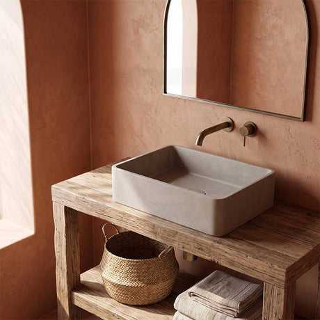 BNK Rectangle Concrete Above Counter Basin NO Overflow Pop Up Waste Included 400x280x120mm - Variant Colour