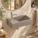 Rectangle Wall Hung Concrete Basin Pop Up Waste Included Left / Right Tap Hole 400x220x100mm - Variant Colour Available