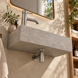 Rectangle Wall Hung Concrete Basin Pop Up Waste Included Left / Right Tap Hole 400x220x100mm - Variant Colour Available