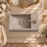 Rectangle Wall Hung Concrete Basin Pop Up Waste Included Left / Right Tap Hole 400x220x100mm - Variant Colour Available