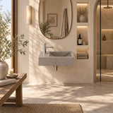 Rectangle Wall Hung Concrete Basin Pop Up Waste Included Left / Right Tap Hole 400x220x100mm - Variant Colour Available