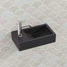 400X220X100Mm Rectangle Above Counter Concrete Basin Black Sandstone Pop Up Waste Included Left 