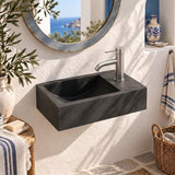 Rectangle Wall Hung Concrete Basin Pop Up Waste Included Left / Right Tap Hole 400x220x100mm - Variant Colour Available