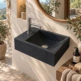Rectangle Wall Hung Concrete Basin Pop Up Waste Included Left / Right Tap Hole 400x220x100mm - Variant Colour Available