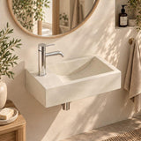Rectangle Wall Hung Concrete Basin Pop Up Waste Included Left / Right Tap Hole 400x220x100mm - Variant Colour Available