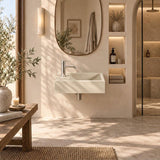 Rectangle Wall Hung Concrete Basin Pop Up Waste Included Left / Right Tap Hole 400x220x100mm - Variant Colour Available