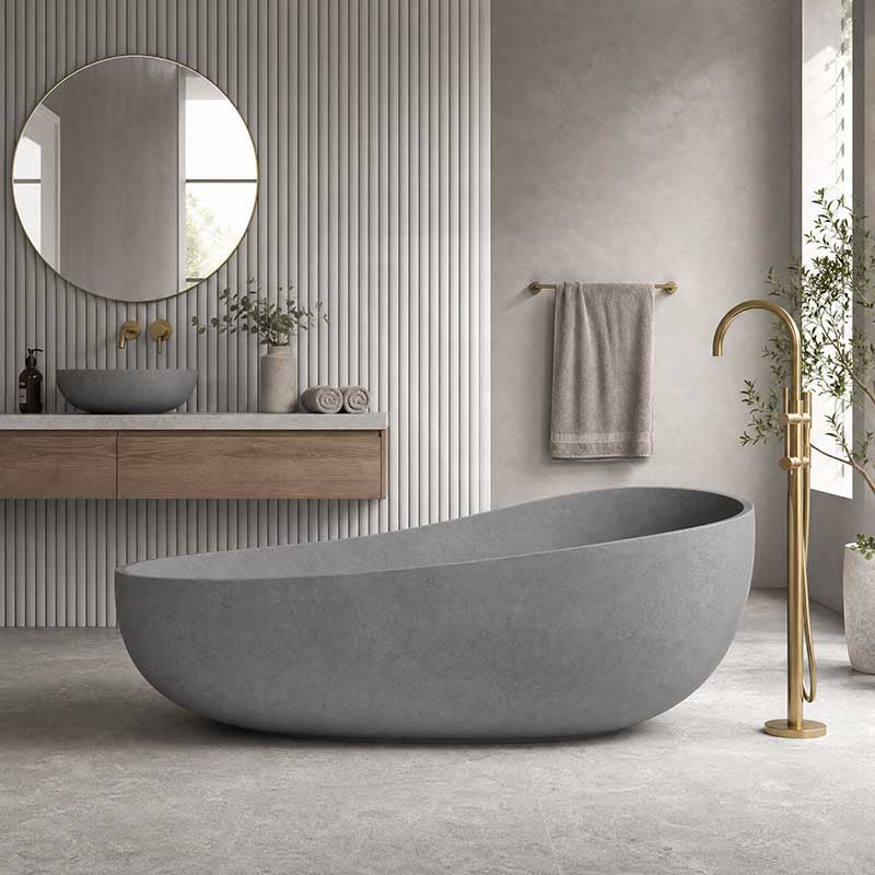 Freestanding Bathtub Concrete Grey Special Shape NO Overflow 1600mm