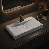 Rectangle Above Counter Concrete Basin Pop Up Waste Included 800x480x100mm - Various Colour