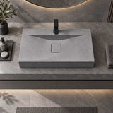 Rectangle Above Counter Concrete Basin Pop Up Waste Included 800x480x100mm - Various Colour