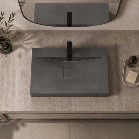 Rectangle Above Counter Concrete Basin Pop Up Waste Included 800x480x100mm - Various Colour