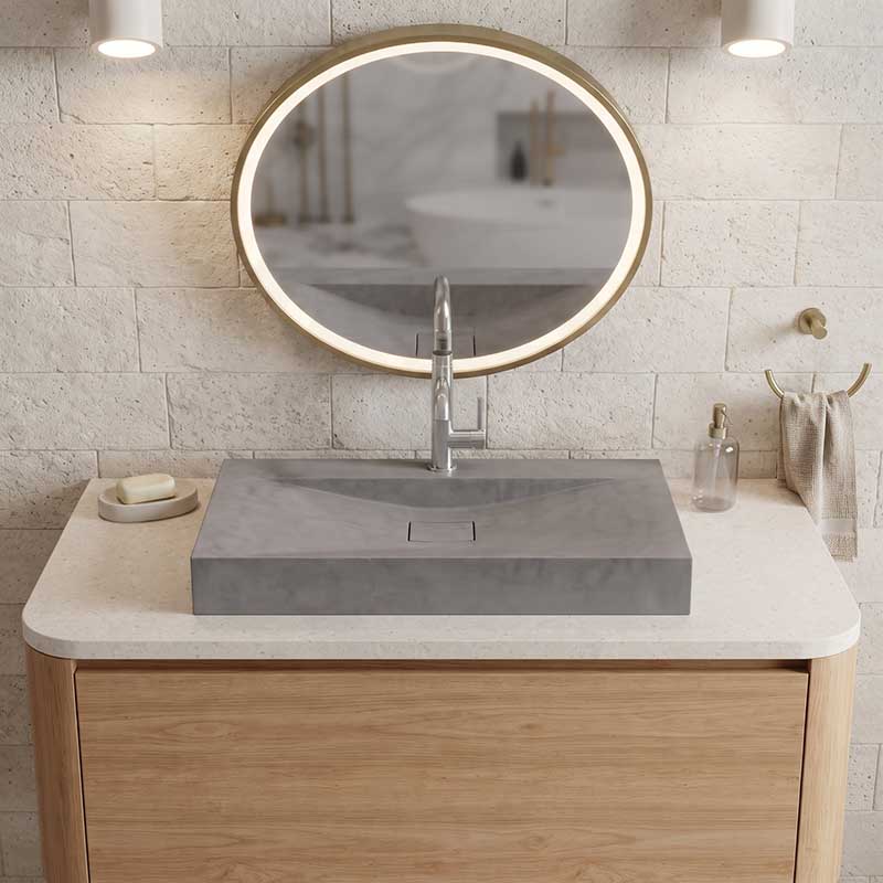 Rectangle Above Counter Concrete Basin Pop Up Waste Included 800x480x100mm - Various Colour