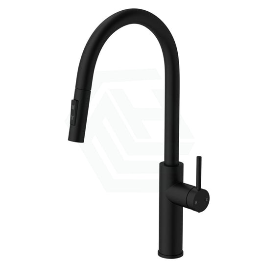 Black Solid Brass Round Mixer Tap With 360 Swivel Pull Out Spray For Kitchen Sink Mixers