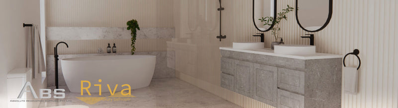 Minimalist bathroom with ABS freestanding bathtub and vanity set