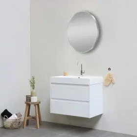 N#1(Nickel) 600/700/800Mm Bathroom Brushed Nickel Framed Round Mirror Wall Mounted Mirrors