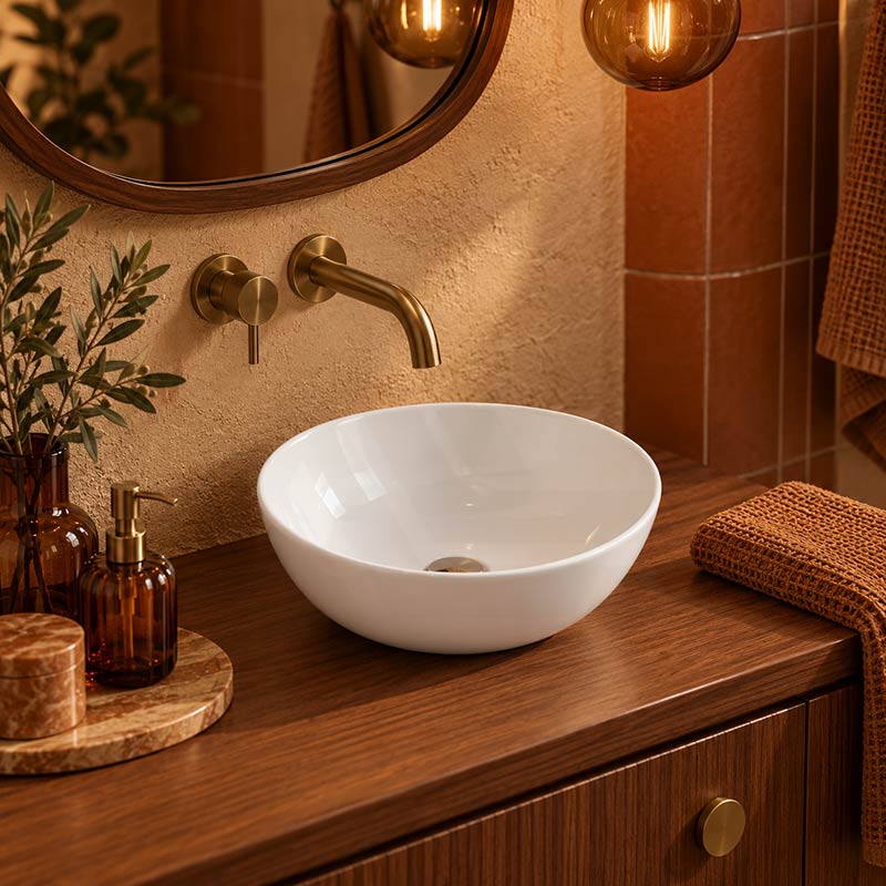 Above Counter Ceramic Basin Round 280x280x115mm - Gloss White
