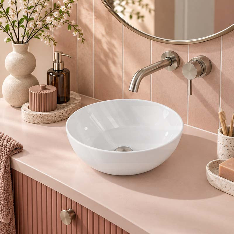 Above Counter Ceramic Basin Round 280x280x115mm - Gloss White
