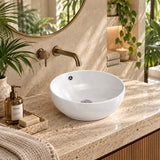 Above Counter Ceramic Basin with Overflow Round 380x380x150mm - Gloss White