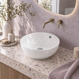 Above Counter Ceramic Basin with Overflow Round 380x380x150mm - Gloss White