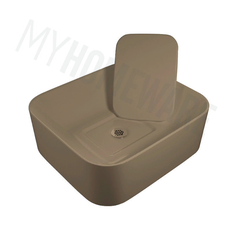 Above Counter Ceramic Basin with Decoration Board Rectangle 430x380x145mm - Colours Available