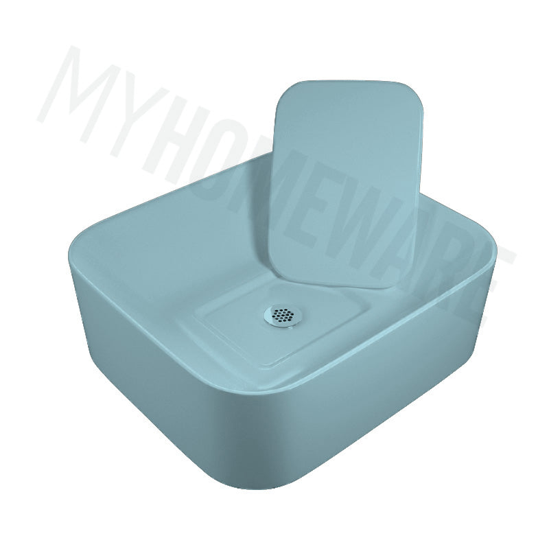 Above Counter Ceramic Basin with Decoration Board Rectangle 430x380x145mm - Colours Available