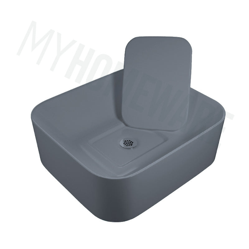 Above Counter Ceramic Basin with Decoration Board Rectangle 430x380x145mm - Colours Available
