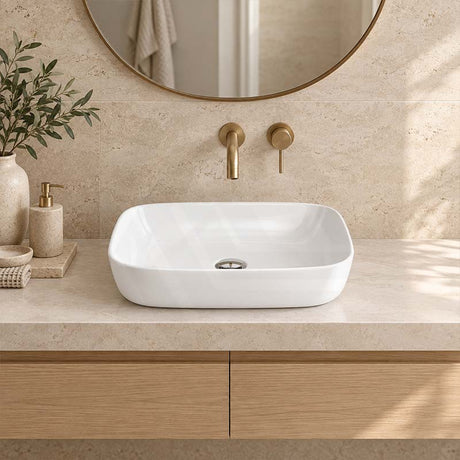 Rectangle Ceramic Ultra Slim Above Counter Basin 460x330x135mm - Gloss White
