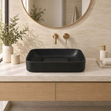 Rectangle Ceramic Above Counter Basin with Decorative Board 600x375x145mm - Matte Black