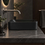 Rectangle Ceramic Above Counter Basin with Decorative Board 600x375x145mm - Matte Black