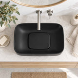 Rectangle Ceramic Above Counter Basin with Decorative Board 600x375x145mm - Matte Black
