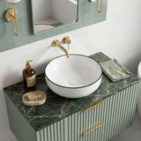 Round Ceramic Above Counter Basin with Black Rim 415x415x135mm - Gloss White