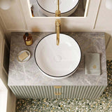 Round Ceramic Above Counter Basin with Black Rim 415x415x135mm - Gloss White