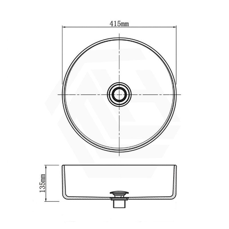 Above Counter Ceramic Basin Round 415x415x135mm - Matte Black