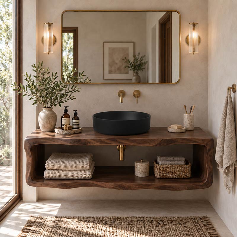 Above Counter Ceramic Basin Round 415x415x135mm - Matte Black