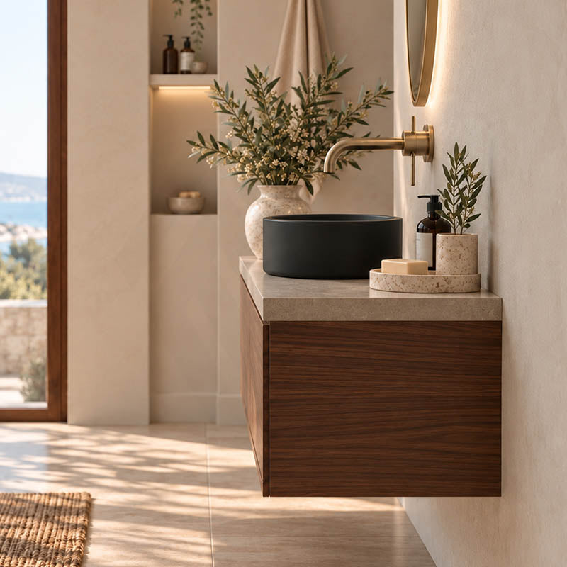 Above Counter Ceramic Basin Round 415x415x135mm - Matte Black