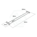 N#1(Nickel) Aquaperla 600Mm Round Brushed Nickel Double Towel Rail Stainless Steel Rails