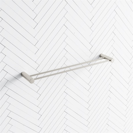 N#1(Nickel) Aquaperla 600Mm Round Brushed Nickel Double Towel Rail Stainless Steel Rails