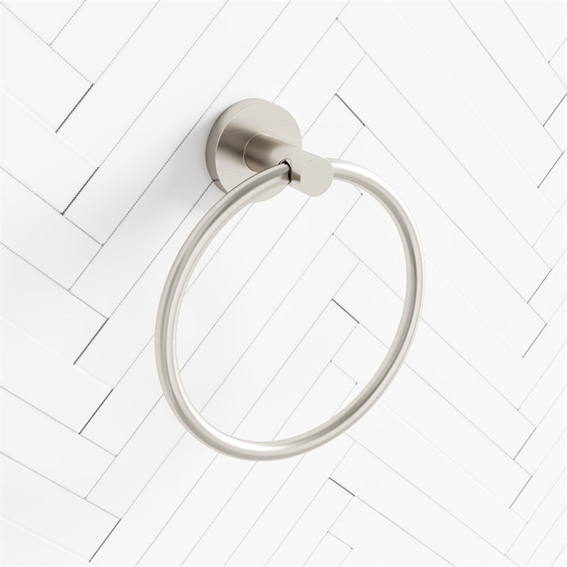 N#1(Nickel) Aquaperla Lucid Pin Round Brushed Nickel Hand Towel Ring Wall Mounted Holders