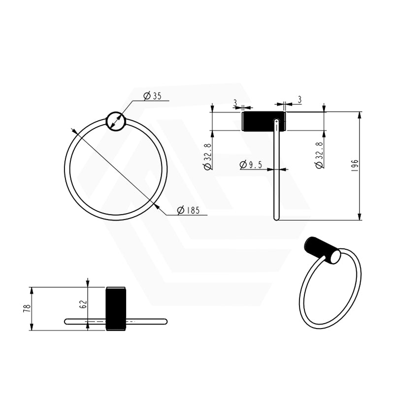 Bella Vista Mica Fluted Round Stainless Steel Towel Ring