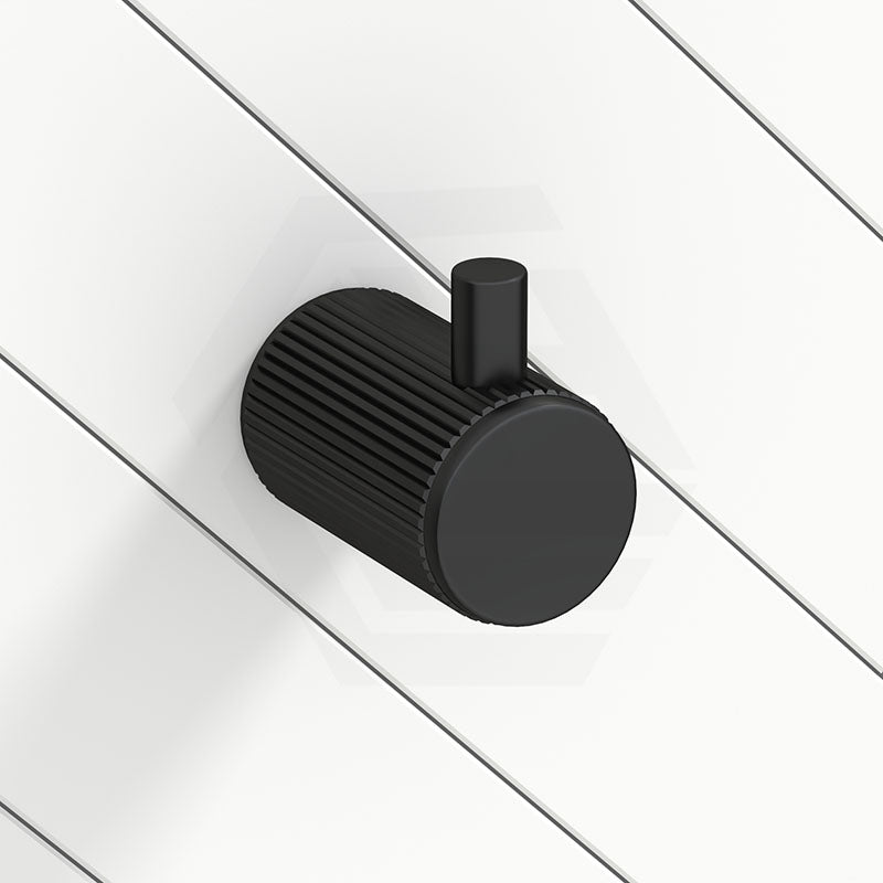 Matt Black Bella Vista Mica Fluted Stainless Steel Round Robe Hook