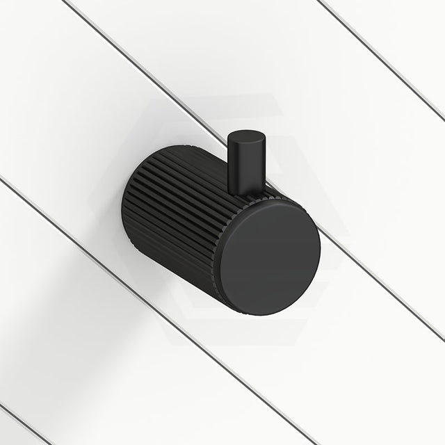 Matt Black Bella Vista Mica Fluted Stainless Steel Round Robe Hook